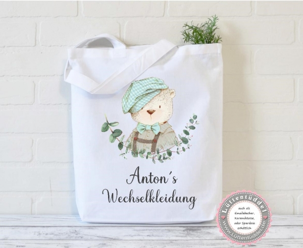 Bär Vintage WECHSELKLEIDUNG Sport Schule personalisiert mit Name Kindergarten Wechselwäsche Kindergartenkind Einschulung Geburtstag von Lüttentüddel®